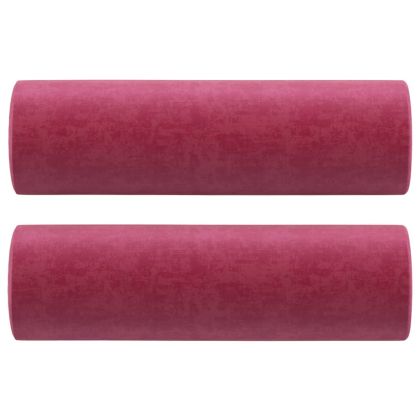 Декоративни възглавници, 2 бр, виненочервен, Ø15x50 см, кадифе