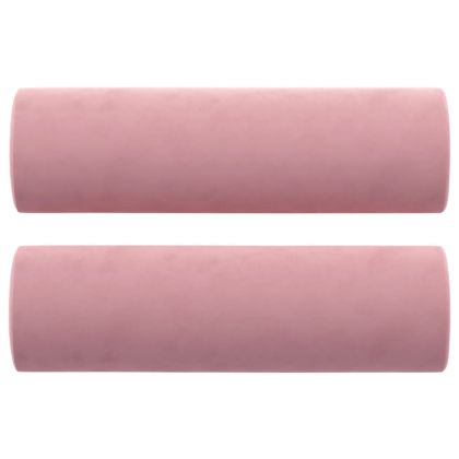 Декоративни възглавници, 2 бр, розови, Ø15x50 см, кадифе
