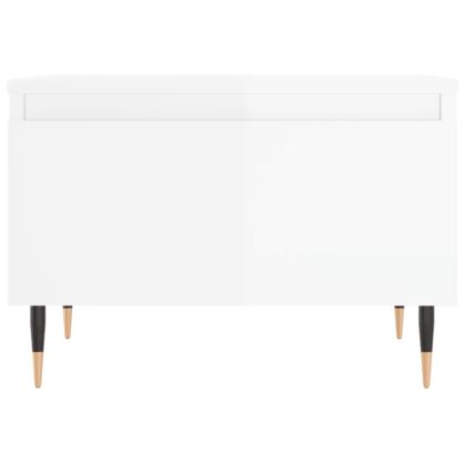 Маси за кафе, 2 бр, бял гланц, 50x46x35 см, инженерно дърво