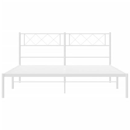 Метална рамка за легло с горна табла, бяла, 120x190 см