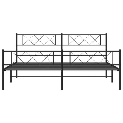 Метална рамка за легло с горна и долна табла, черна, 183x213 см