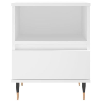 Нощни шкафчета, 2 бр, бели, 40x35x50 см, инженерно дърво