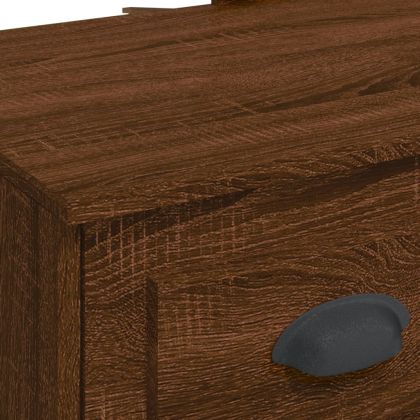 Тоалетка с LED лампи, кафяв дъб, 90x42x132,5 см