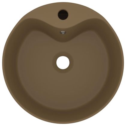 Луксозна мивка с преливник кремав мат 36x13 см керамика