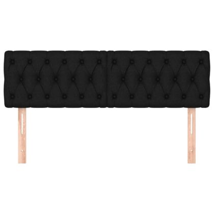 Горни табли за легло, 2 бр, черна, 72x7x78/88 см, плат