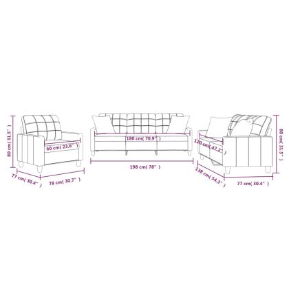 Комплект дивани от 3 части с възглавници черен изкуствена кожа