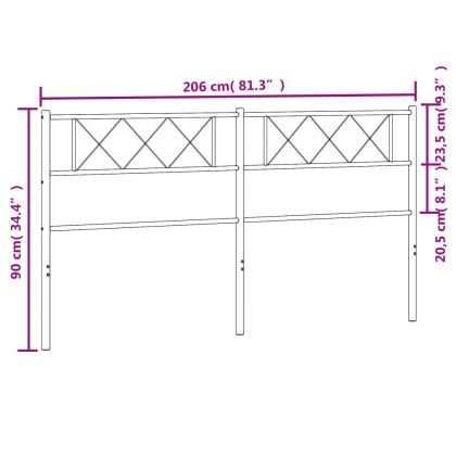 Метална табла за глава, черна, 200 см