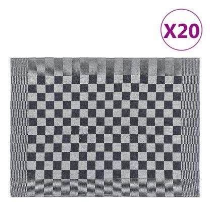 Кухненски кърпи 20 бр черно и бяло 50x70 см памук