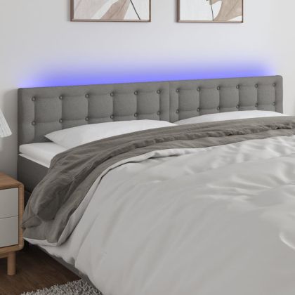 LED горна табла за легло, тъмносива, 200x5x78/88 см, плат