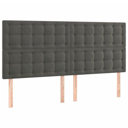 Боксспринг легло с матрак, тъмносиво, 200x200 см, кадифе