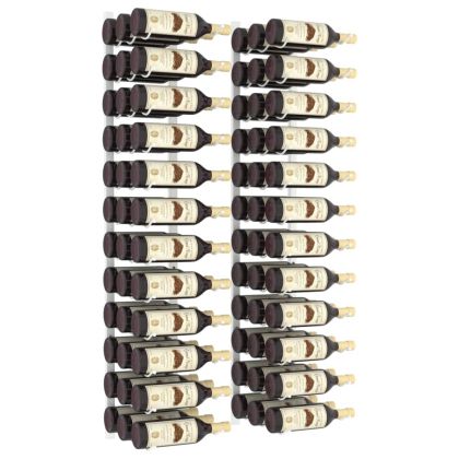 Стойки за вино за 36 бутилки, стенен монтаж, 2 бр, бели, желязо