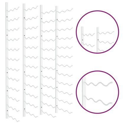 Стойки за вино за 36 бутилки, стенен монтаж, 2 бр, бели, желязо