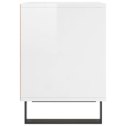 Нощни шкафчета, 2 бр, бял гланц, 40x35x50 см, инженерно дърво