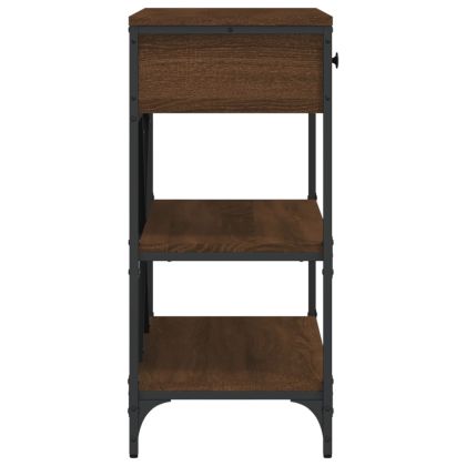 Конзолна маса с чекмеджета и рафтове кафяв дъб инженерно дърво