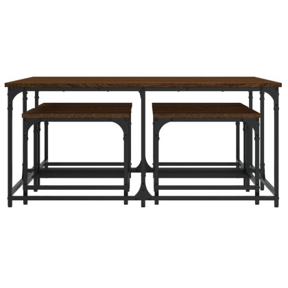 Стифиращи кафе маси, 5 бр, кафяв дъб, инженерно дърво