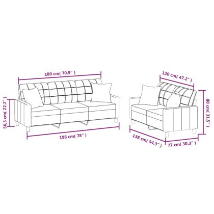 Комплект дивани от 2 части с възглавници черен изкуствена кожа
