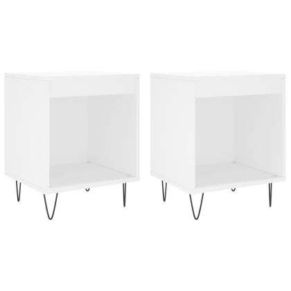 Нощни шкафчета, 2 бр, бели, 40x35x50 см, инженерно дърво