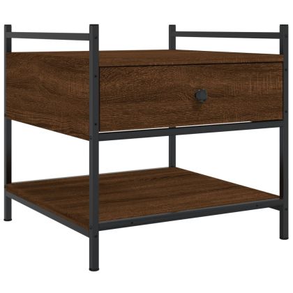 Кафе маса, кафяв дъб, 50x50x50 см, инженерно дърво