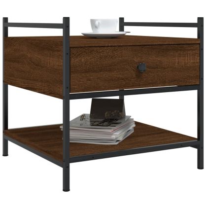 Кафе маса, кафяв дъб, 50x50x50 см, инженерно дърво