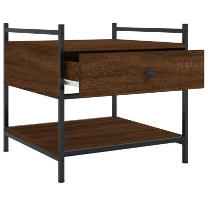 Кафе маса, кафяв дъб, 50x50x50 см, инженерно дърво