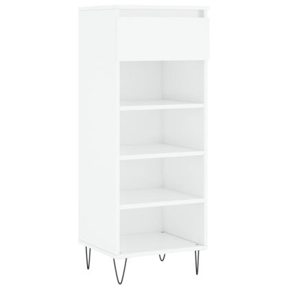 Шкаф за обувки, бял гланц, 40x36x105 см, инженерно дърво