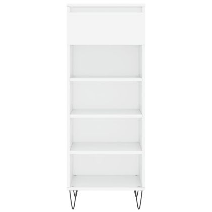 Шкаф за обувки, бял гланц, 40x36x105 см, инженерно дърво