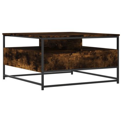 Кафе маса, опушен дъб, 80x80x45 см, инженерно дърво