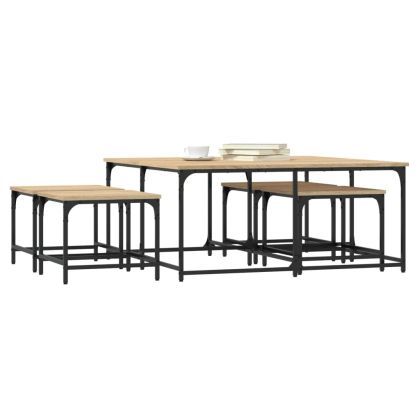 Стифиращи кафе маси, 5 бр, сонома дъб, инженерно дърво