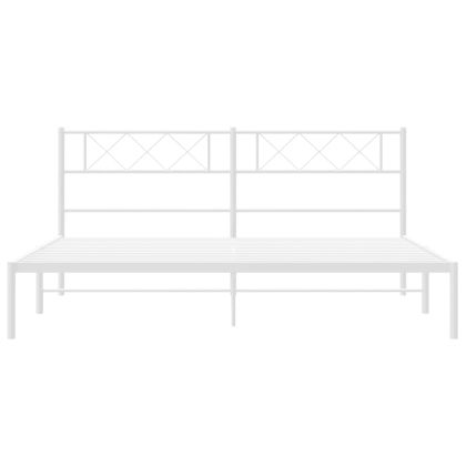 Метална рамка за легло с горна табла, черна, 183x213 см