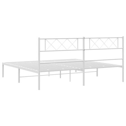 Метална рамка за легло с горна табла, черна, 183x213 см