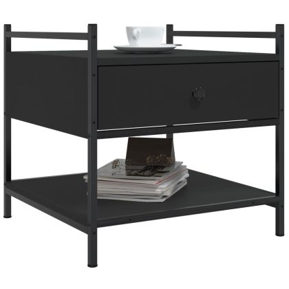 Кафе маса, черна, 50x50x50 см, инженерно дърво