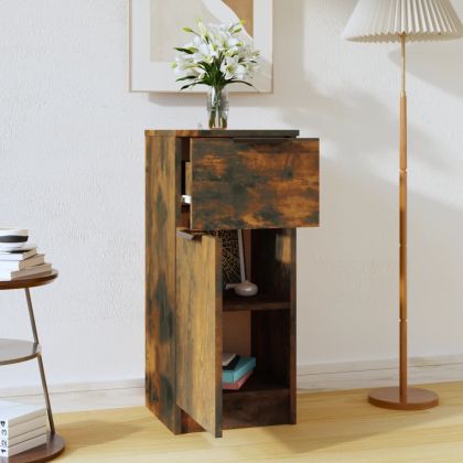 Сайдборд, опушен дъб, 30x30x70 см, инженерно дърво