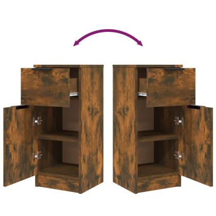 Сайдборд, опушен дъб, 30x30x70 см, инженерно дърво