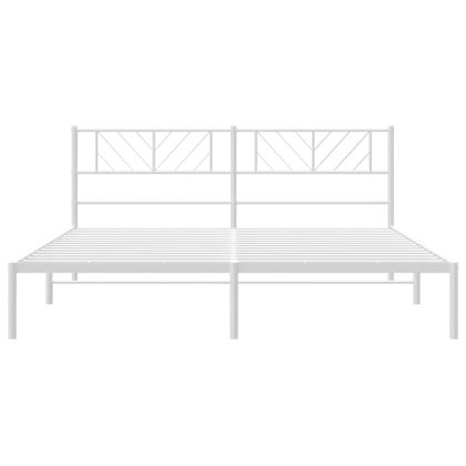 Метална рамка за легло с горна табла, черна, 193x203 см