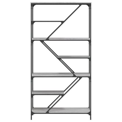 Библиотека сив сонома 91x36x176 см инженерно дърво стомана