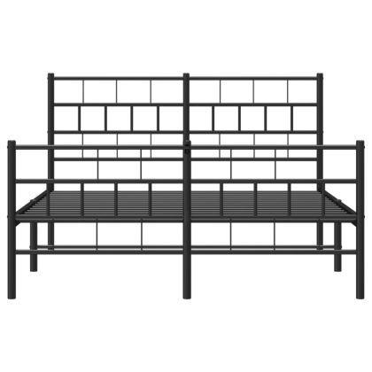 Метална рамка за легло с горна и долна табла, черна, 120x190 см