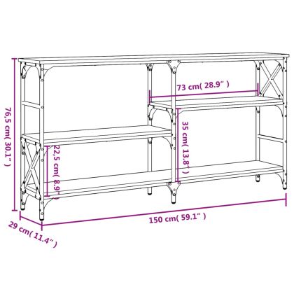 Конзолна маса, сив сонома, 150x29x76,5 см, инженерно дърво