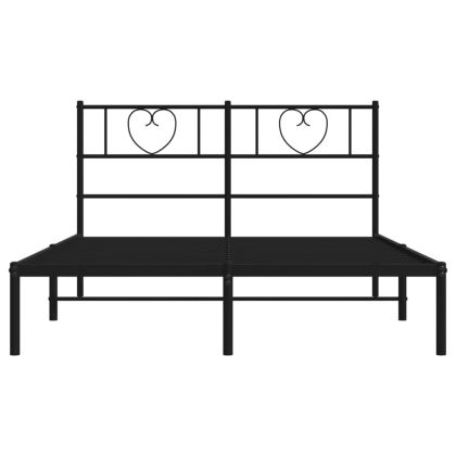 Метална рамка за легло с горна табла, черна, 120x190 см