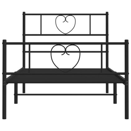 Метална рамка за легло с горна и долна табла, черна, 100x200 см