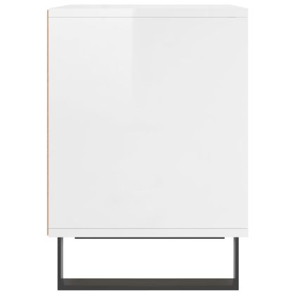 Нощно шкафче, бял гланц, 40x35x50 см, инженерно дърво