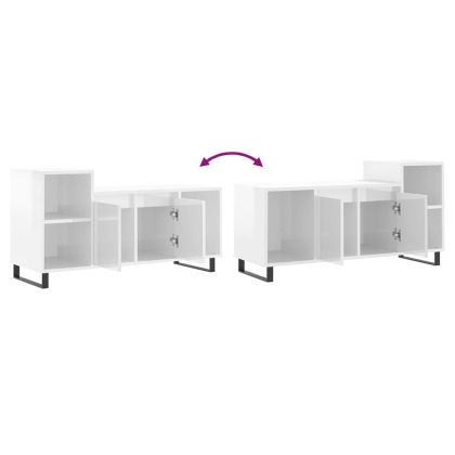 ТВ шкаф, бял гланц, 100x35x55 см, инженерно дърво