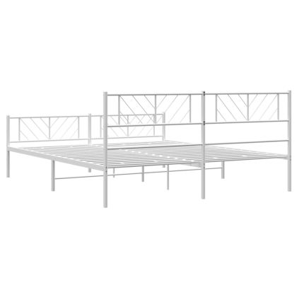 Метална рамка за легло с горна и долна табла, бяла, 193x203 см