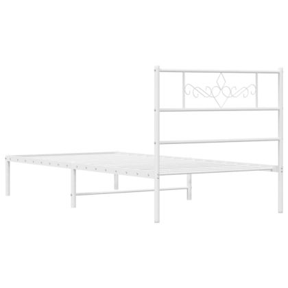 Метална рамка за легло с горна табла, бяла, 80x200 см