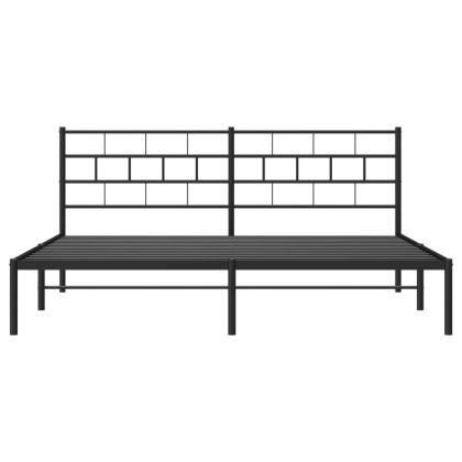 Метална рамка за легло с горна табла, черна, 193x203 см