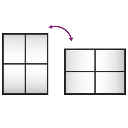 Стенно огледало, черно, 30x40 см, правоъгълно, желязо