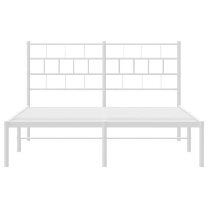 Метална рамка за легло с горна табла, бяла, 120x200 см