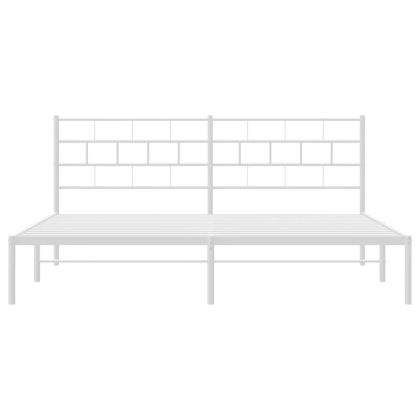 Метална рамка за легло с горна табла, черна, 193x203 см