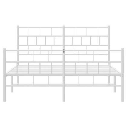 Метална рамка за легло с горна и долна табла, бяла, 120x190 см