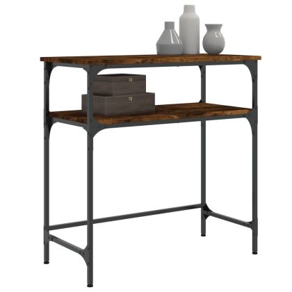 Конзолна маса, опушен дъб, 75x35,5x75 см, инженерно дърво