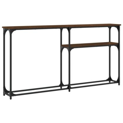 Конзолна маса, кафяв дъб, 145x22,5x75 см, инженерно дърво